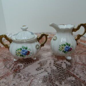 Vintage Enesco Creamer and Sugar, Bone China
